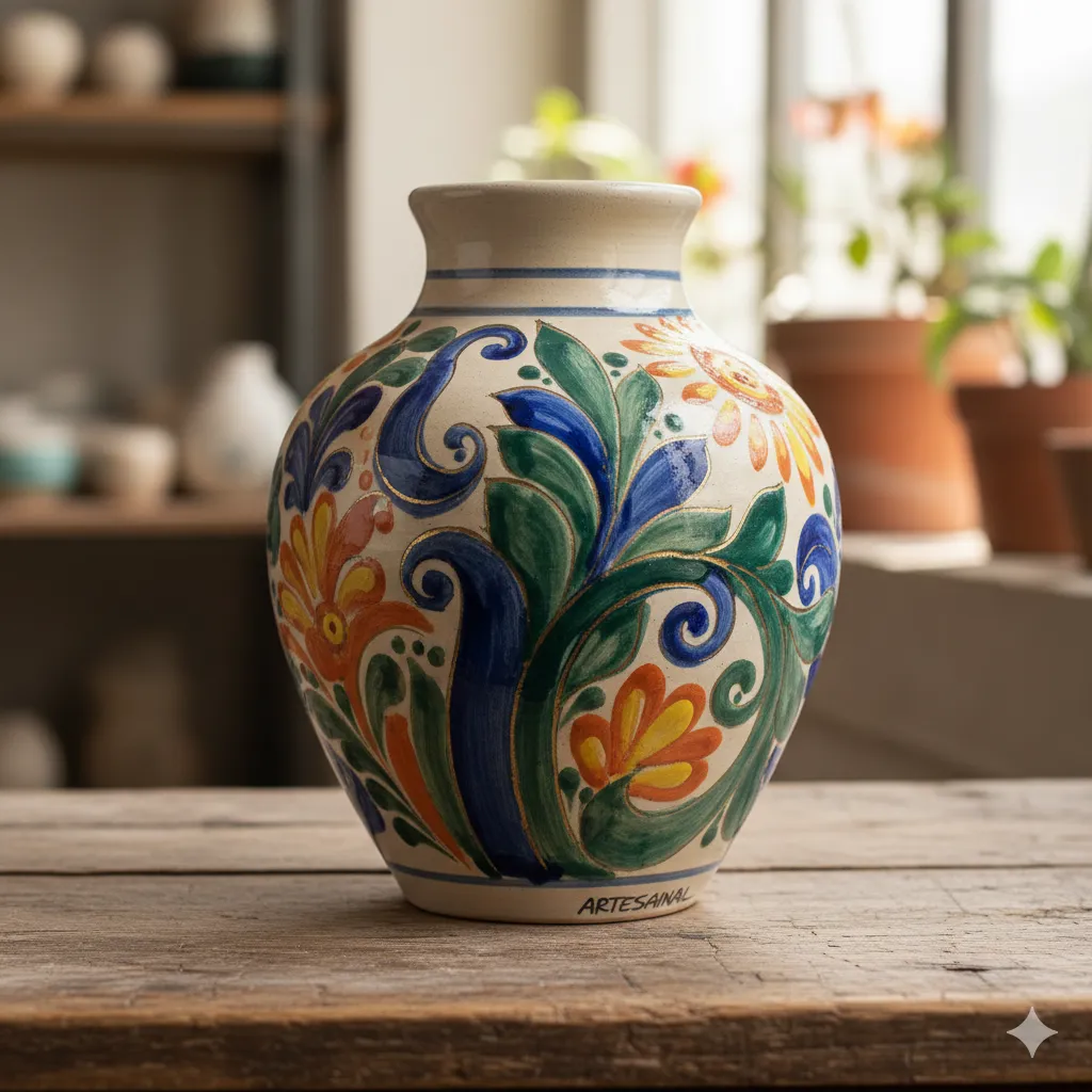 Artisan Hand-Painted Ceramic Vase